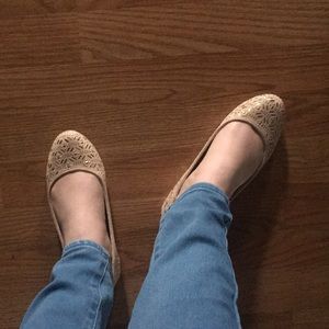 Nude Suede Ballet Flats